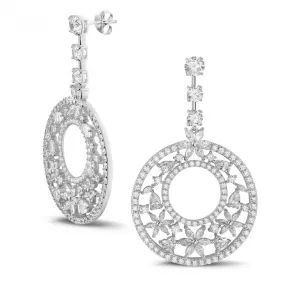 11.40 quilates pendientes en oro blanco con diamantes redondos, talla marquesa y forma de pera y de corazón 