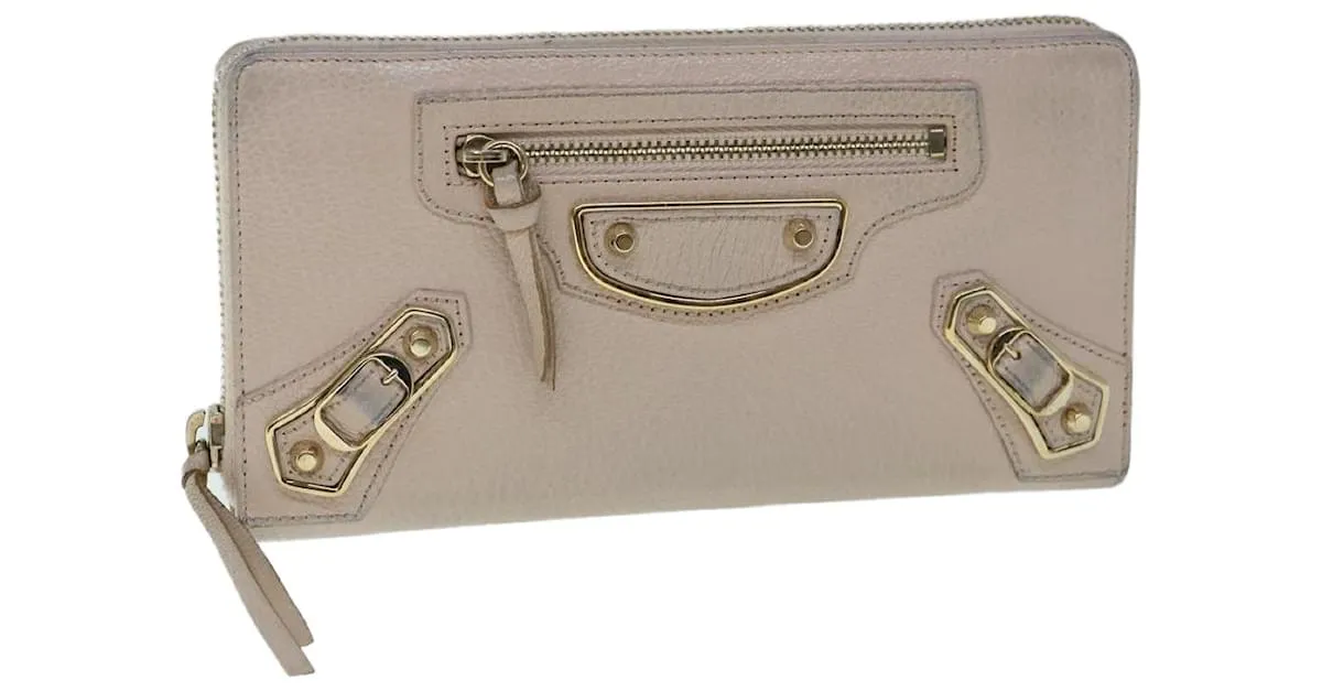 BALENCIAGA Cartera larga Classic Continental Zip Cuero Rosa 253036 Auth yk9793 